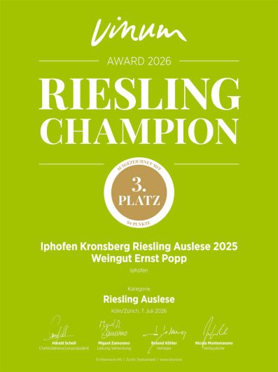 VINUM Riesling Champion 2025 Iphöfer Kronsberg Riesling Auslese